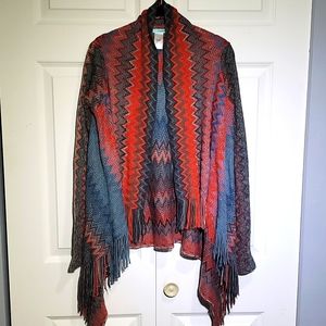 Boho Striped Open Fringe Cardigan